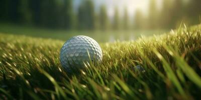 ai generado. ai generativo. golf pelota juego deporte naturaleza al aire libre en verde césped campo. al aire libre actividad lujo estilo de vida. gráfico Arte foto