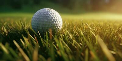 ai generado. ai generativo. golf pelota juego deporte naturaleza al aire libre en verde césped campo. al aire libre actividad lujo estilo de vida. gráfico Arte foto