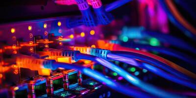 . . Servers connection with Fiber optic cable switch internet pc technology pc Graphic Art photo