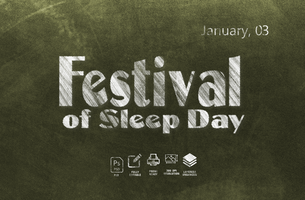 Festival of Sleep, on school board chalk text effect psd