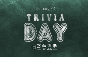 Trivia day on school board chalk text effect psd