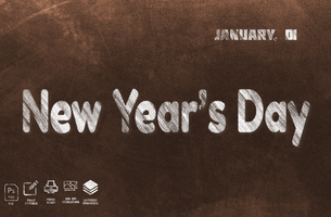 Happy New year Day, January 01 editable chalk text effect psd