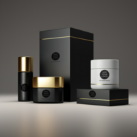 Design a mockup packaging concept for a luxury skincare line AI Generative psd