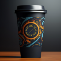 Design ein Attrappe, Lehrmodell, Simulation von ein Kaffee Tasse Verpackung mit ein Auge ai generativ psd