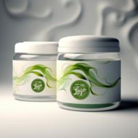 Three jars of green and yellow with the words you go here psd