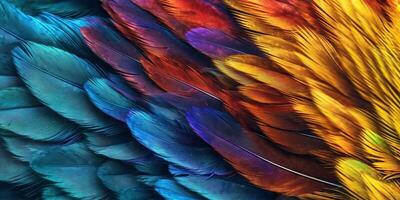 ai generado. ai generativo. vibrante vistoso modelo antecedentes textura de color plumas decoración. gráfico Arte foto