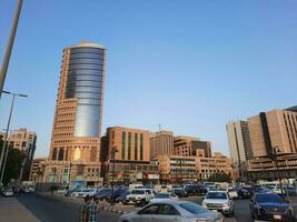 Jeddah, Saudi Arabia, June 2023 - There are vehicles and people on the main road of Balad, Jeddah, the main commercial center of Saudi Arabia. photo