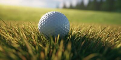 ai generado. ai generativo. golf pelota juego deporte naturaleza al aire libre en verde césped campo. al aire libre actividad lujo estilo de vida. gráfico Arte foto