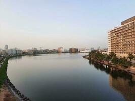 Jeddah, Saudi Arabia, June 2023 - A beautiful view of residential buildings along the sea in the commercial center of  Balad, Jeddah, Saudi Arabia. photo