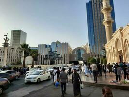 Jeddah, Saudi Arabia, June 2023 - There are vehicles and people on the main road of Balad, Jeddah, the main commercial center of Saudi Arabia. photo