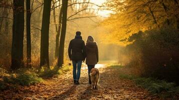 Happy family in part with dog photo