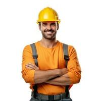 Attractive man in construction helmet photo