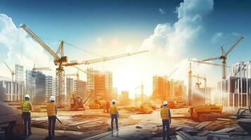 Engineers Constructing Industrial Background photo