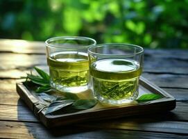 Green tea natural background photo