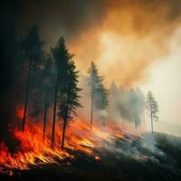 Forest fire background photo