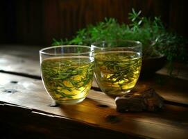 Green tea natural background photo