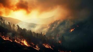 Forest fire background photo