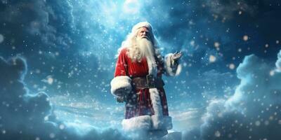 Santa Claus on blue background photo