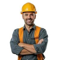 Attractive man in construction helmet photo