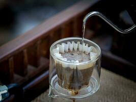 Fresh drip coffee in the morning photo