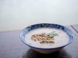 Hot porridge in the morning photo