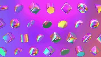 Geometric iridescent colour pattern background, multi colour, gradient, rainbow colour, 4k resolution video