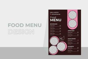 Fast food restaurant flyer design template. Special menu design Modern food flyer. Restaurant Menu Design Layout Food Menu Elegant Design. vector