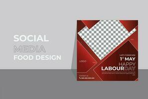 Modern Labour day Social Media banner template can be edited. Anyone can use this design easily. Design Promotion web banner for social media. Unique and Modern elegant sales. vector