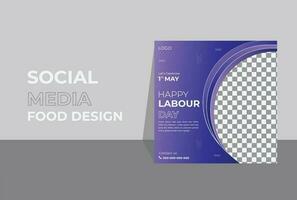 Modern presentation social media post design. Vector business card template.  Vector illustration design. Creative and modern Labour day template.