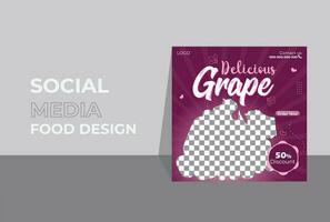 Unique Vector grape fruit menu for feed social media post banner design template.