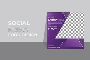 Modern presentation social media post design. Vector business card template.  Vector illustration design. Creative and modern Labour day template.