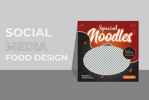 Restaurant food menu or noodles social media marketing web banner design modern illustration. Healthy fast noodles delicious social media promotion. vector