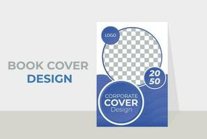 Corporate Book Cover Design Template. Geometric abstract background. Brochure, flyer template layout, vector leaflet Gradient cover design with blue corporate color. Business book design.