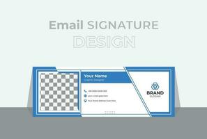 Blue Email signature design or email footer. Modern and minimalist email signature. Creative professional Corporate Email Signature Design template. vector