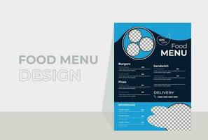 Restaurant food menu vector design template. Food menu cover layout. Modern fast food menu design template for restaurant