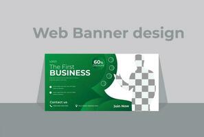 web banner template with green gradient white background. Minimal, modern vector. Business webinar horizontal banner template design. Modern banner design web template vector