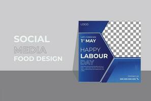 Happy Labour day social media post vector flat design template
