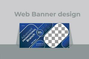 Business webinar horizontal banner template design. Modern banner design with blue gradient background. Minimal, modern vector. Business horizontal web banner template design. vector