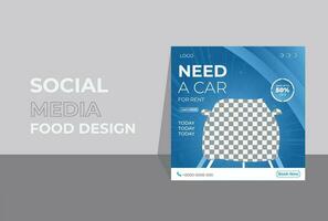 Modern and simple car rental social media post banner template. vector