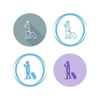 Walking with Luggage Vector Icon