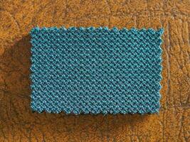 industrial style blue green zigzag fabric sample photo