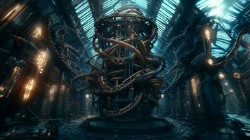 Fantasy steampunk machine room AI generated photo