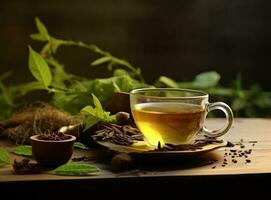 Cup of a hot herbal tea photo