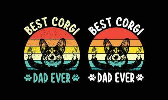 Best corgi dad ever- Retro vintage t shirt design. vector