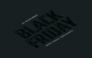 Black friday 3d isometric typography design, Social media pot and banner design. vector