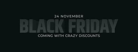 Black friday extra wide banner design with 3d popup effect. vector