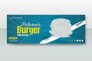 delicioso hamburguesa y restaurante comida menú social medios de comunicación Facebook cubrir o bandera modelo diseño vector