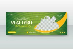 Fresco y sano vegetal restaurante Facebook cubrir diseño modelo vector
