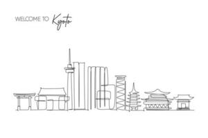 Continuous Line Drawing of Kyoto Japan Skyline for tourism and Travel Destination concept design element vector