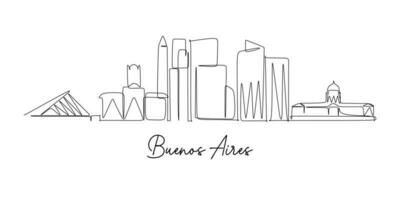 buenos Aires skyline continuous line drawing vector